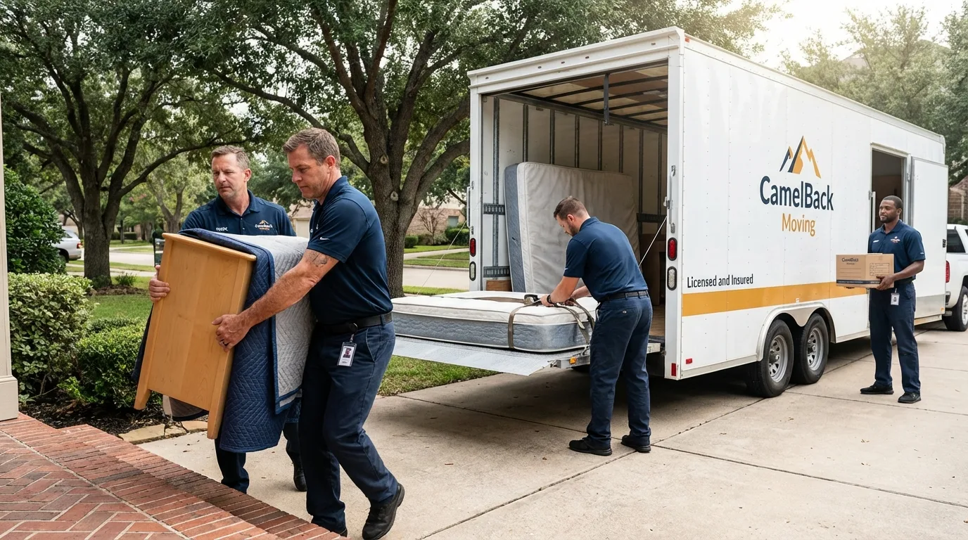 Crew loading residential truck for cross-state move from Senoia, GA